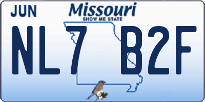 MO license plate NL7B2F