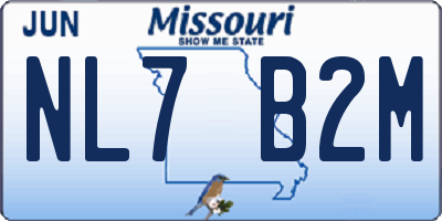 MO license plate NL7B2M