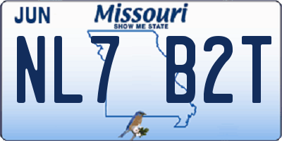 MO license plate NL7B2T