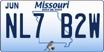 MO license plate NL7B2W