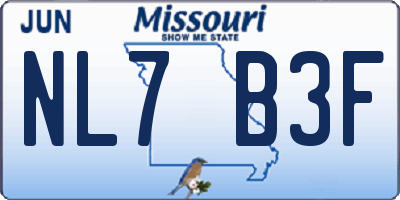 MO license plate NL7B3F