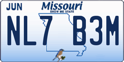 MO license plate NL7B3M