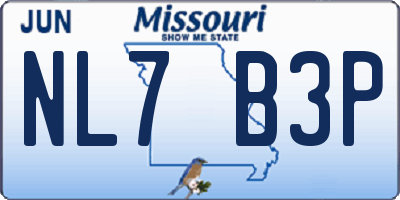 MO license plate NL7B3P