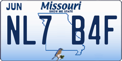 MO license plate NL7B4F