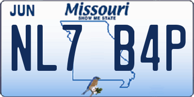 MO license plate NL7B4P