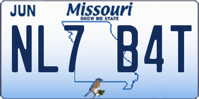 MO license plate NL7B4T