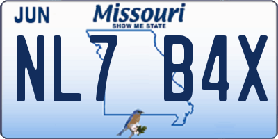 MO license plate NL7B4X