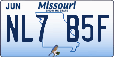 MO license plate NL7B5F