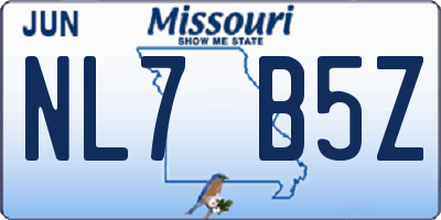 MO license plate NL7B5Z