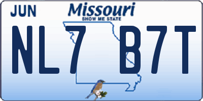 MO license plate NL7B7T
