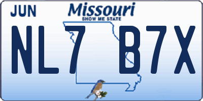 MO license plate NL7B7X