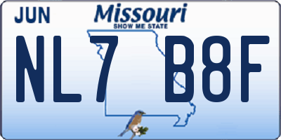 MO license plate NL7B8F