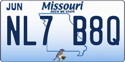 MO license plate NL7B8Q