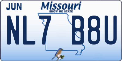 MO license plate NL7B8U