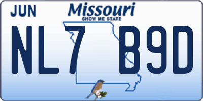 MO license plate NL7B9D