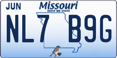 MO license plate NL7B9G
