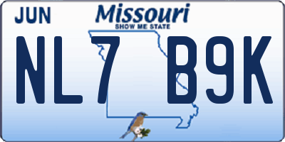 MO license plate NL7B9K