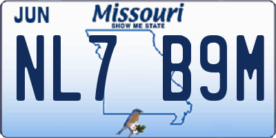 MO license plate NL7B9M