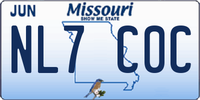 MO license plate NL7C0C