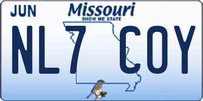MO license plate NL7C0Y