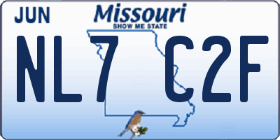 MO license plate NL7C2F