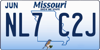 MO license plate NL7C2J