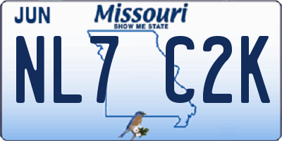 MO license plate NL7C2K