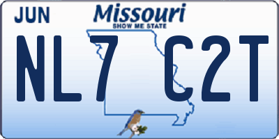 MO license plate NL7C2T