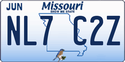 MO license plate NL7C2Z