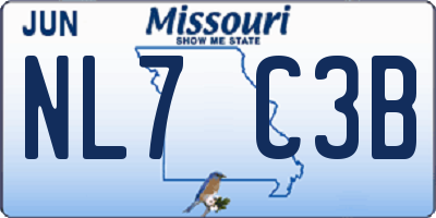 MO license plate NL7C3B