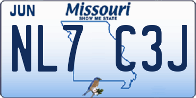 MO license plate NL7C3J