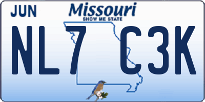 MO license plate NL7C3K