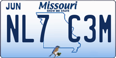 MO license plate NL7C3M