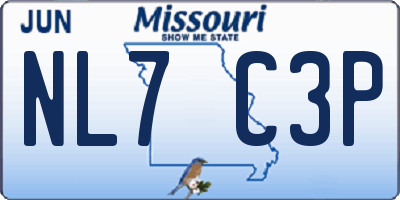 MO license plate NL7C3P