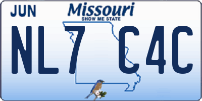 MO license plate NL7C4C