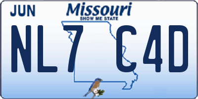 MO license plate NL7C4D