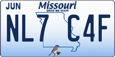 MO license plate NL7C4F