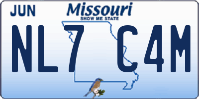 MO license plate NL7C4M
