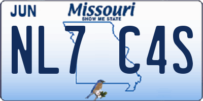 MO license plate NL7C4S