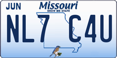 MO license plate NL7C4U