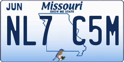 MO license plate NL7C5M