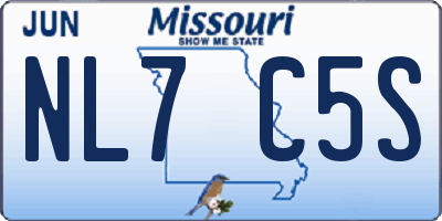 MO license plate NL7C5S