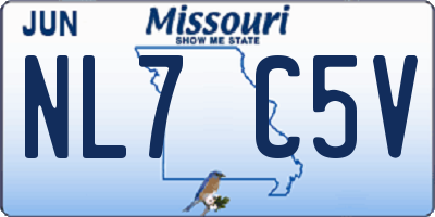 MO license plate NL7C5V