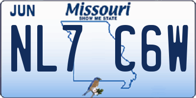 MO license plate NL7C6W