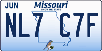 MO license plate NL7C7F