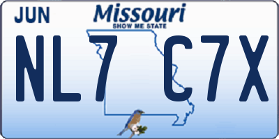 MO license plate NL7C7X