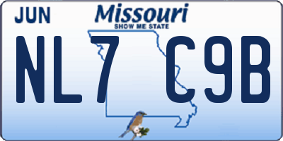 MO license plate NL7C9B