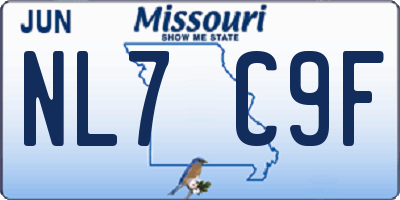MO license plate NL7C9F