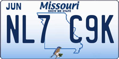 MO license plate NL7C9K