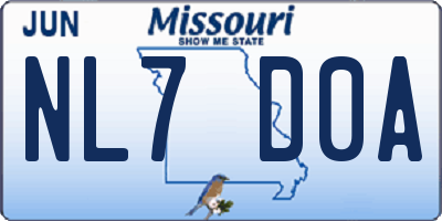 MO license plate NL7D0A